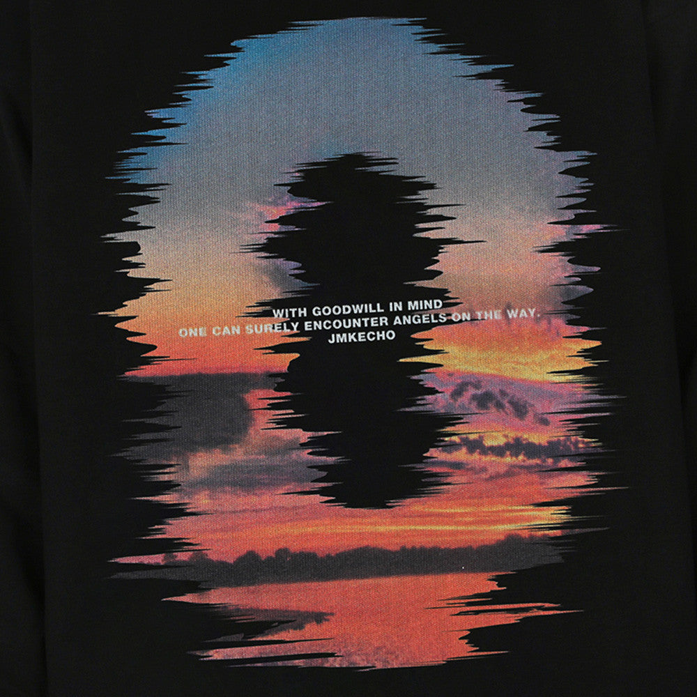 Sudadera holgada con estampado Sunset Reflection para hombre