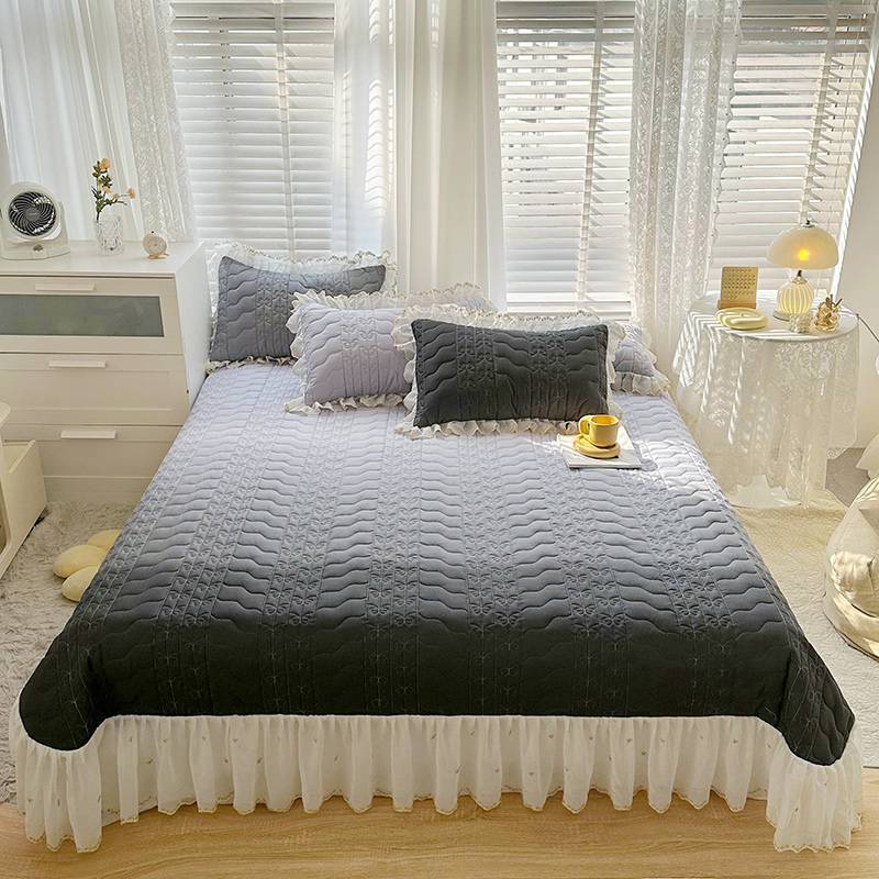 Cotton Lace Embroidery Quilted Bed Cover Series Three-piece Set