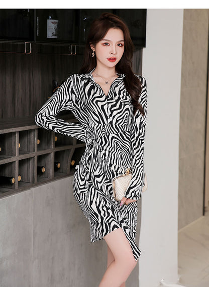 Women's Half Turtleneck Leopard Print Dress