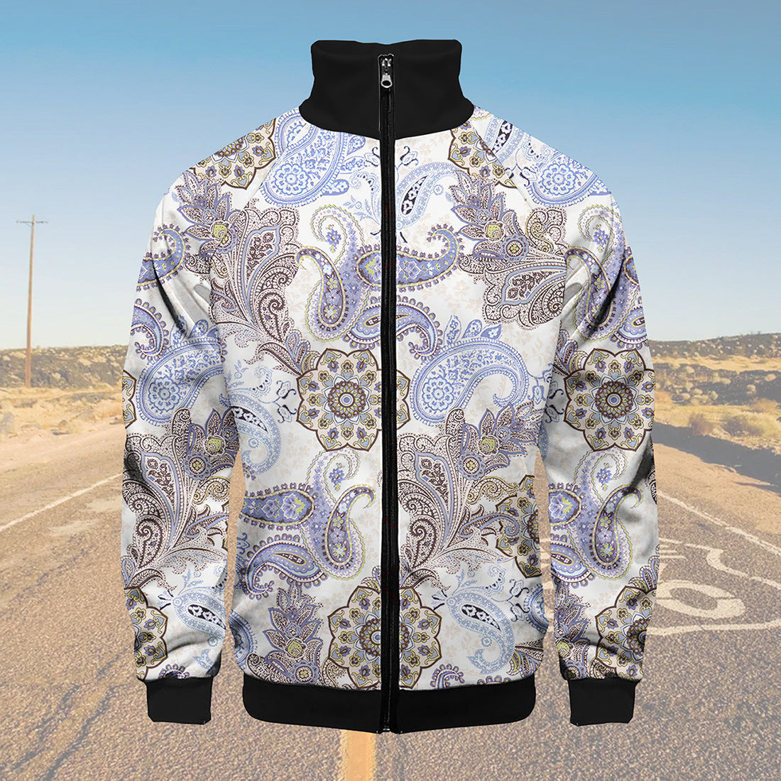 Paisley Printed Men's Raglan Sleeve Jacket