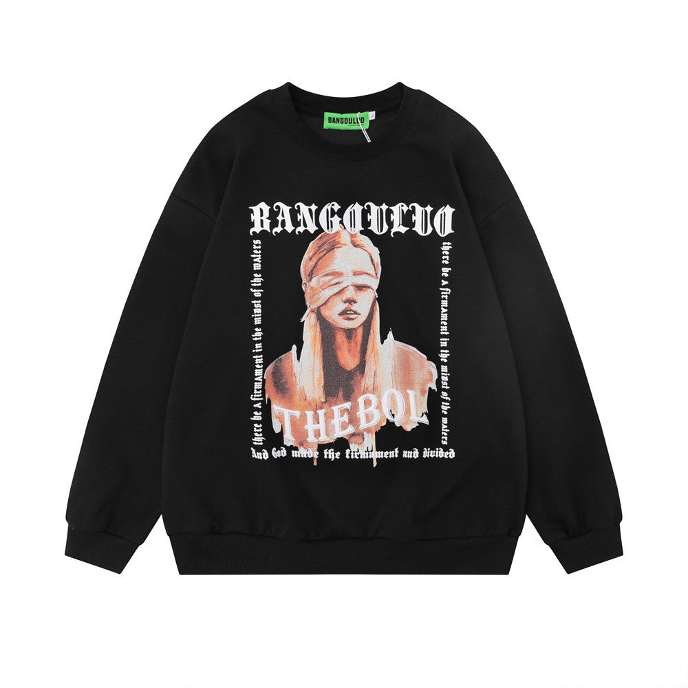 Oil Painting Printed Crew Neck Sweatshirt Men