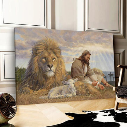 Le salon est décoré d’une peinture sur toile du cadre de foi de Jésus Lion