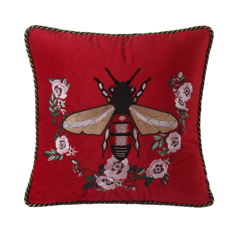 Home Velvet Embroidery Pillow Cover