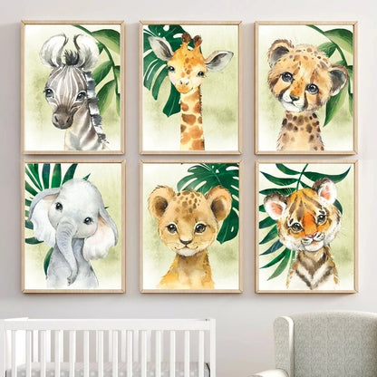 Pintura decorativa con estampado de animales pequeños de dibujos animados lindo