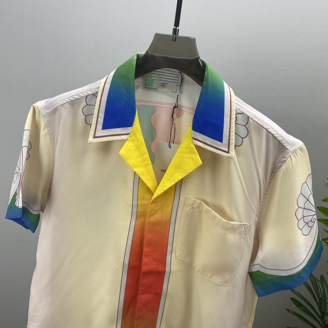 Camisa de manga corta con solapa y cuello de traje informal para hombre nuevos de verano