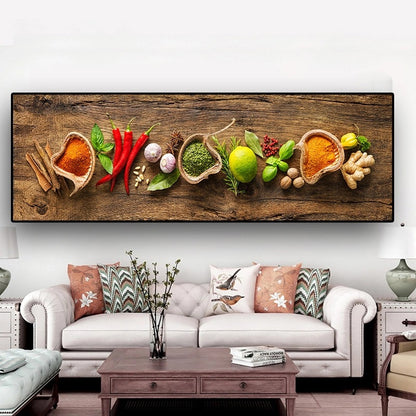 Mural de sala de estar de cocina con pintura de pared gourmet de especias