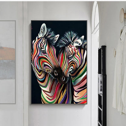 Póster de arte de pared con pintura en lienzo de cebra abstracta moderna