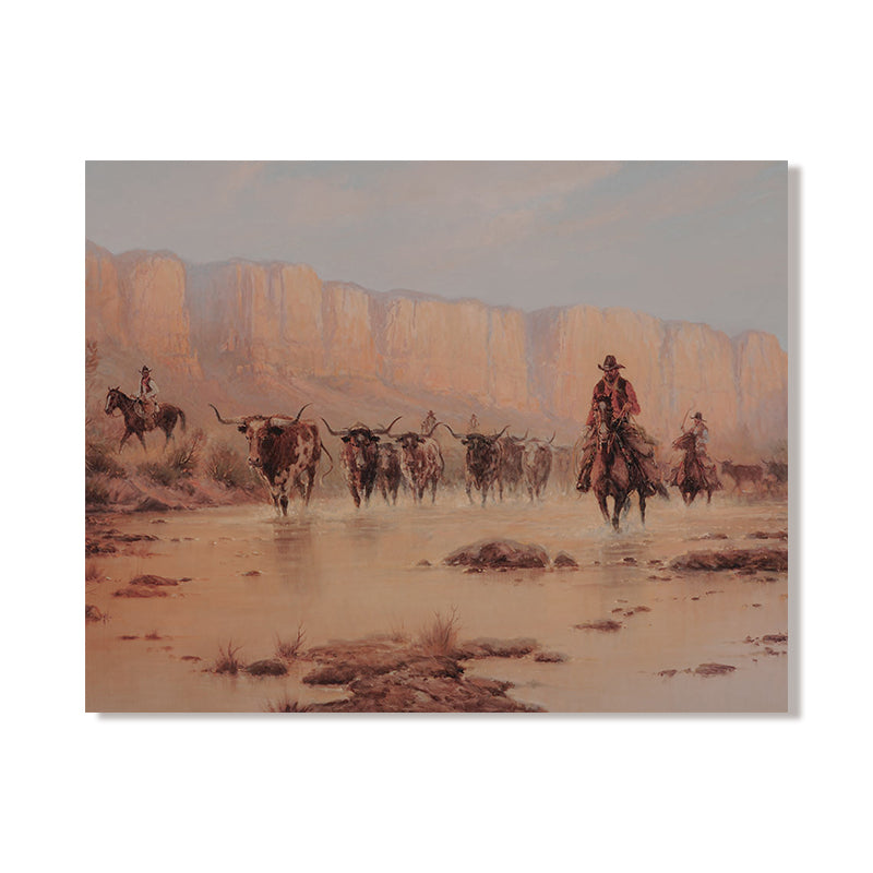 Home Fashion Vintage Cowboy Portrait Oil On Canvas Poster