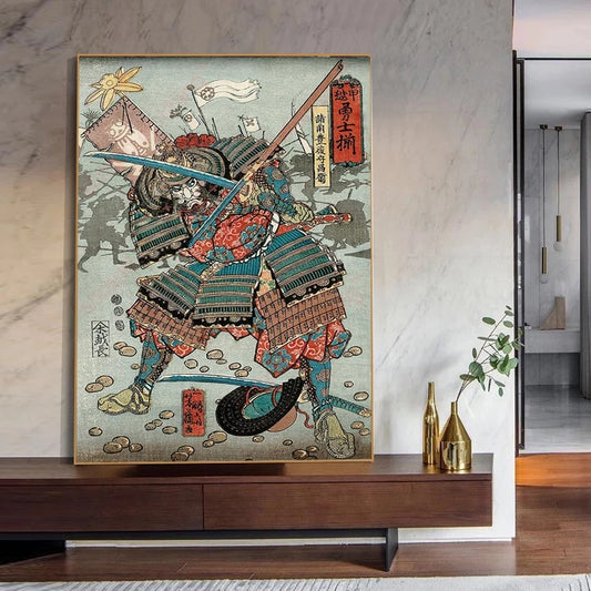 Affiche d'épée d'armure de samouraï pour la maison, toile imprimée, peinture murale d'art