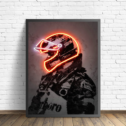 Neon Wall Art Poster Canvas Painting Vintage Helmet