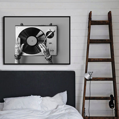 Retro Music Wall Art Black & White Vinyl Record Poster