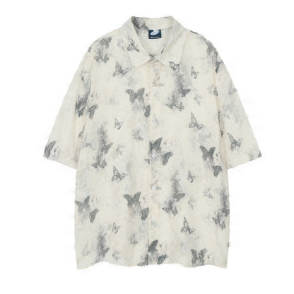 Men's Printed Butterfly Short-sleeved Shirt Design