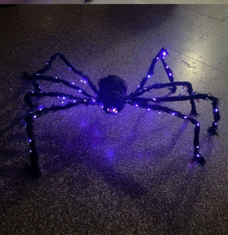 Nuevo accesorio de decoración de araña de peluche brillante para Halloween