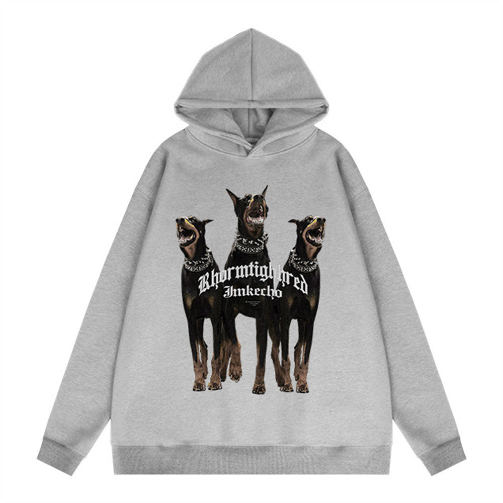 Sudadera con capucha estampada Three Doberman Pinscher para hombre