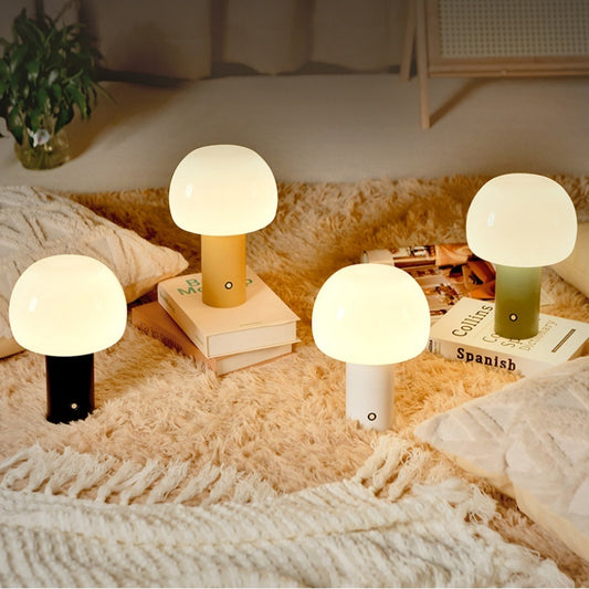 Small Mushroom Desk Lamp Wireless Charging Touch Ambience Light