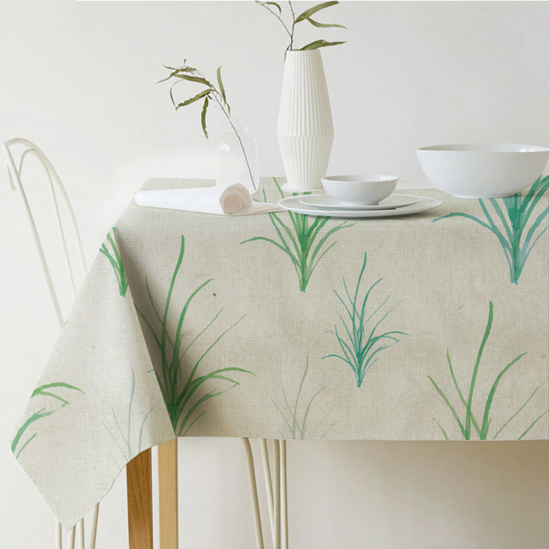 Norse Style Green Plant Leaf Tablecloth