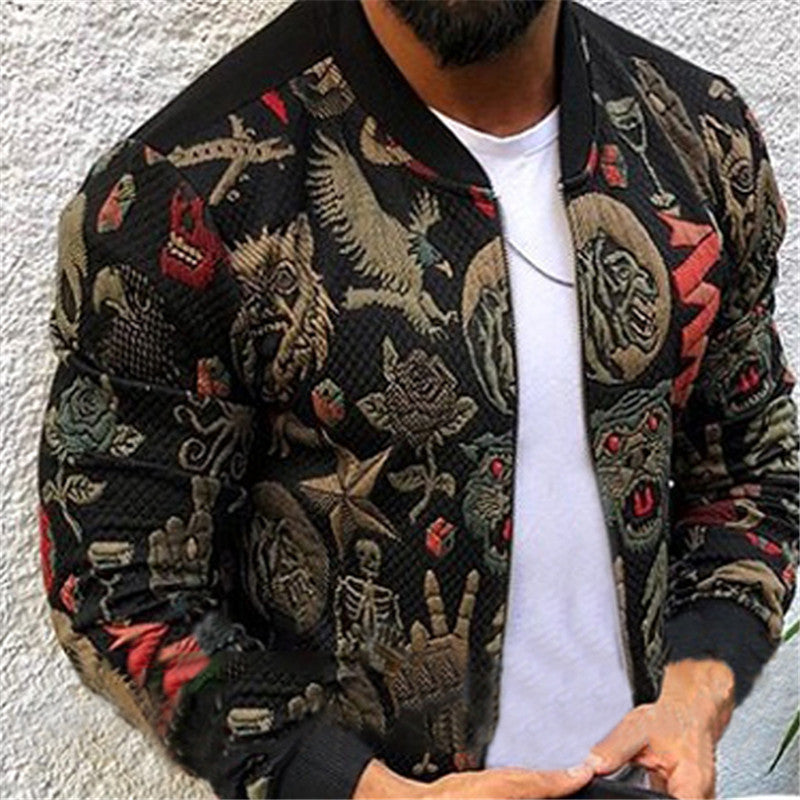 Slim Fit Printed Jacket Men's Spring Autumn Jacket