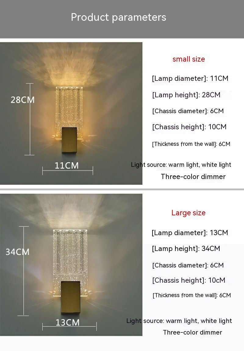 Lámpara de pared de cristal de lujo, moderna, sencilla y ligera.