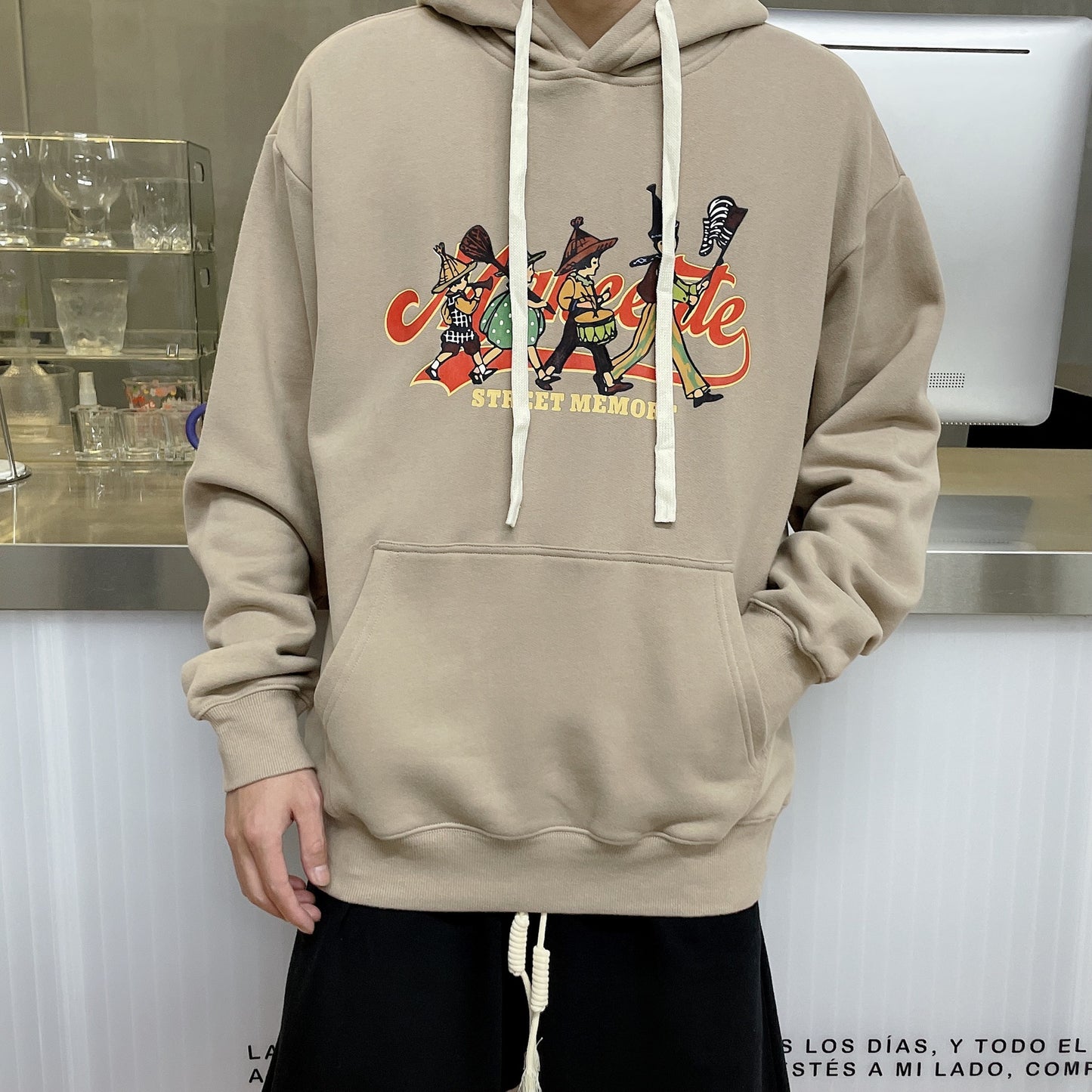 Printed Hooded Fleece Cotton Sweater