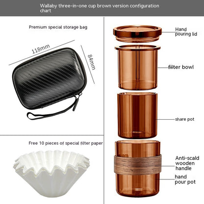 Three-in-one Hand Made Coffee Maker Suit Portable Filter Cup