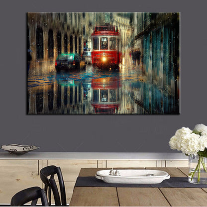 Urban Street Oil Painting Retro Abstract Poster