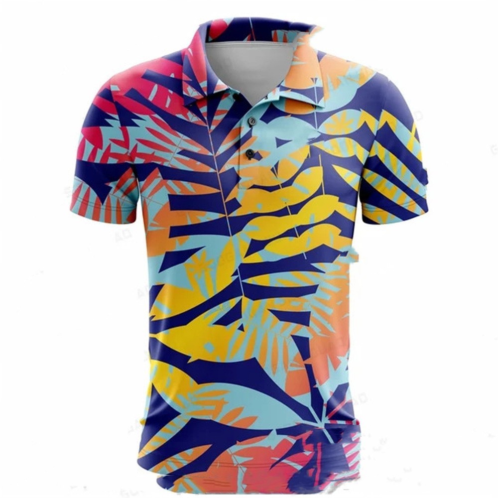 Summer Golf Polo Shirt Men's Printed Short Sleeve