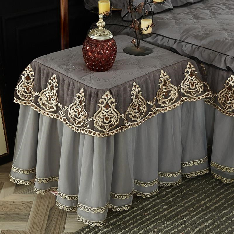 Housse en dentelle, housse anti-poussière tout compris, en tissu, serviette polyvalente pour Table de chevet, coussin de style européen