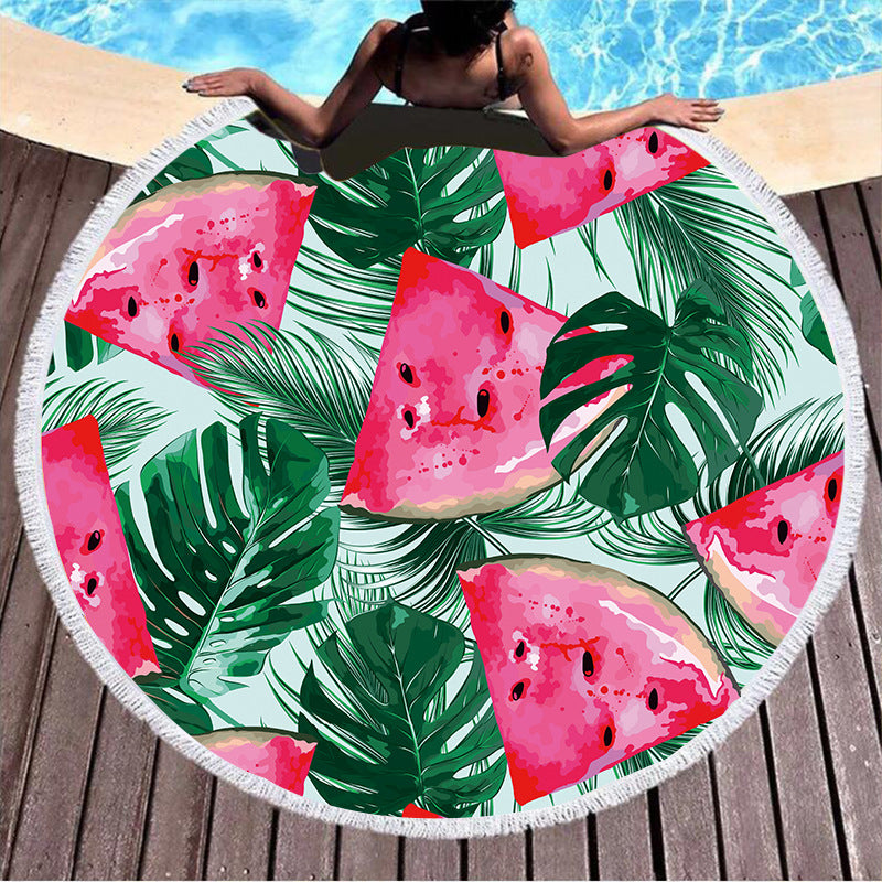 Summer round printed beach towel