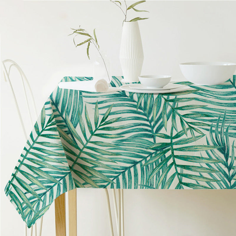 Norse Style Green Plant Leaf Tablecloth