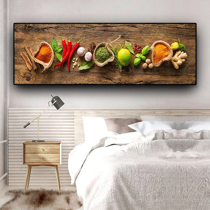 Mural de sala de estar de cocina con pintura de pared gourmet de especias