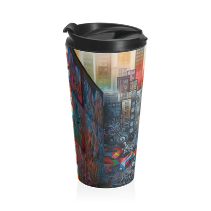 "Revolting Renaissance: A Vibrant Urban Uprising" - The Alien Mug de voyage en acier inoxydable Street Art / Graffiti