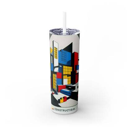 "Techno-Triangles: A Constructivist Exploration of Modern Innovation" - The Alien Maars® Skinny Tumbler with Straw 20oz Constructivism