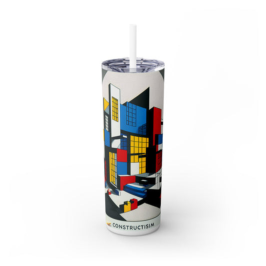 "Techno-Triangles: A Constructivist Exploration of Modern Innovation" - The Alien Maars® Skinny Tumbler with Straw 20oz Constructivism