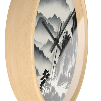 "Harmonious Ink: Capturing the Tranquility of a Zen Garden" - The Alien Wall Clock Ink Wash Painting