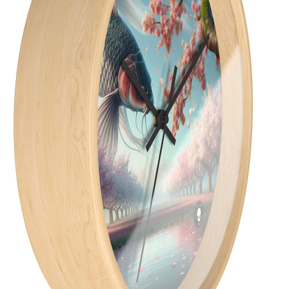 "Peces Koi en flores de cerezo: la belleza de la naturaleza" - El reloj de pared extraterrestre