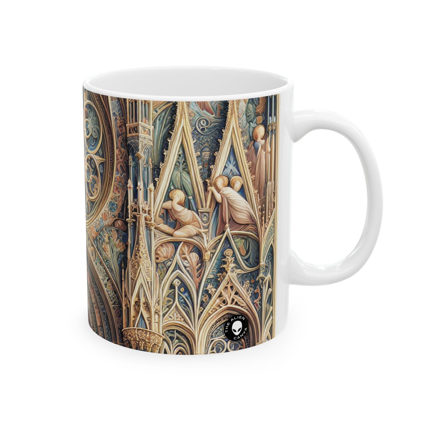 "Armonía de los ángeles: Serenata celestial al atardecer" - Taza de cerámica The Alien 11oz International Gothic