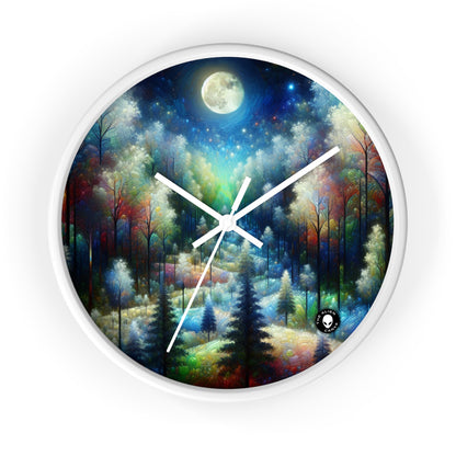 "Enchantement au clair de lune : une forêt vibrante" - L'horloge murale extraterrestre