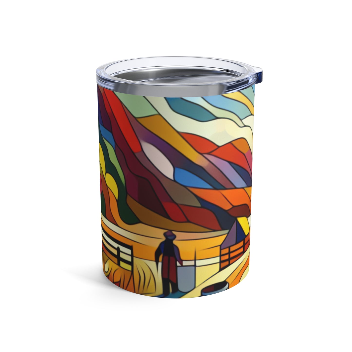 « Paysage urbain futuriste au néon » - The Alien Tumbler 10oz Hard-edge Painting