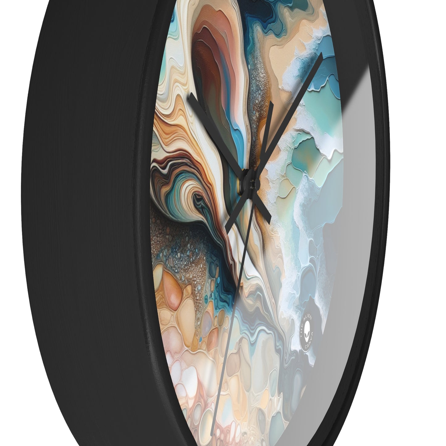 "Une vue sur la plage à travers un coquillage" - The Alien Wall Clock Acrylique Pouring