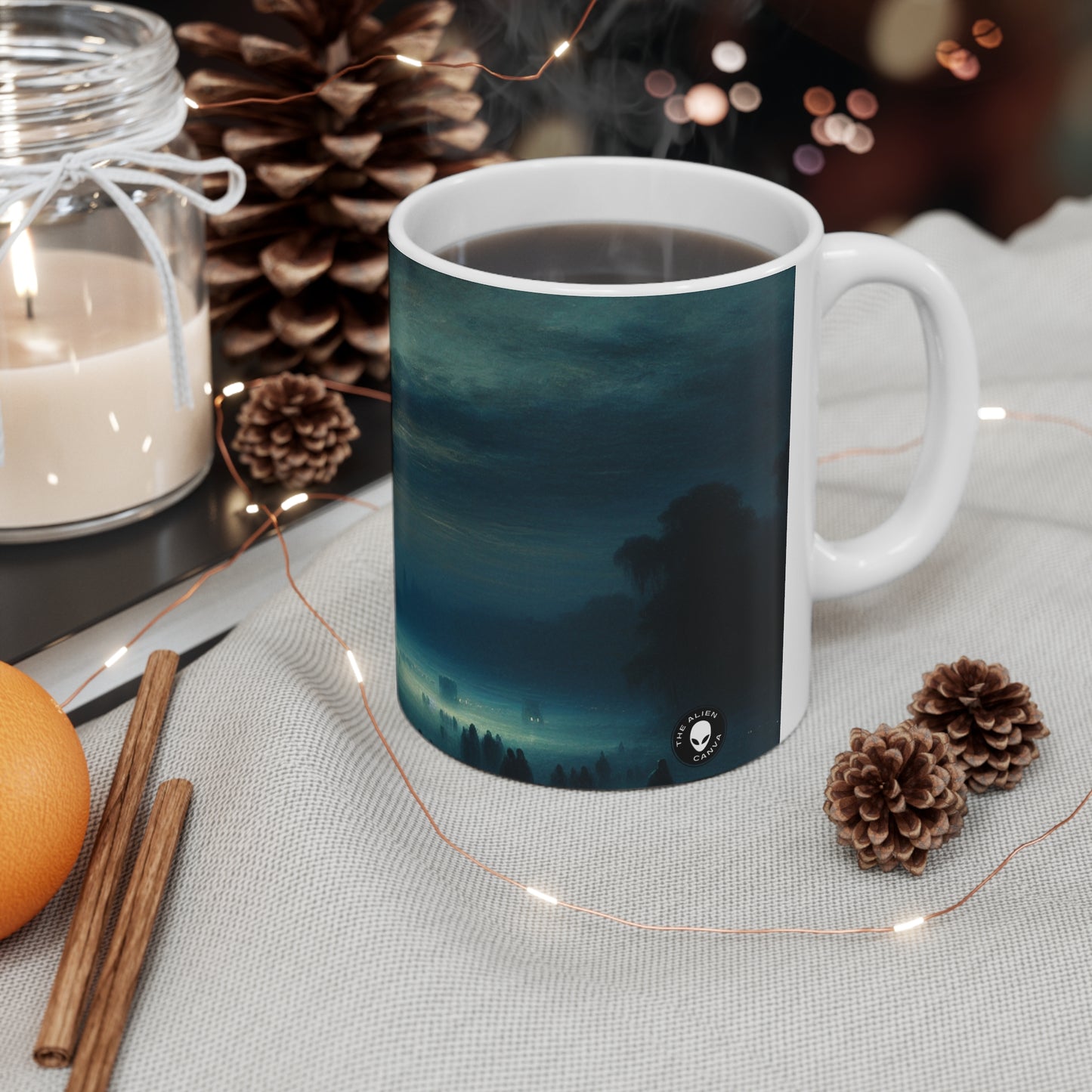 "Misty Twilight: Un viaje tonalista hacia la serenidad silenciosa" - The Alien Ceramic Mug 11oz Tonalism