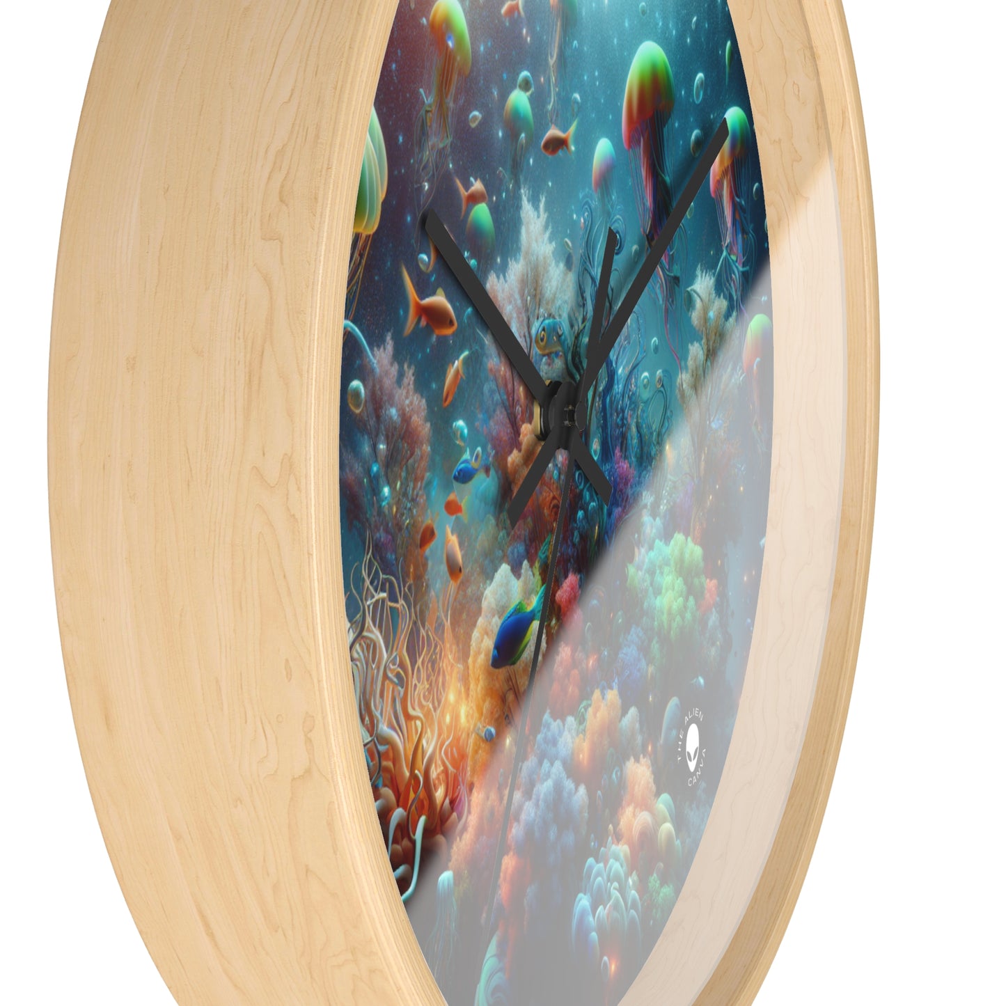 "Neon Fish Dance in Coral Forest" - The Alien Wall Clock