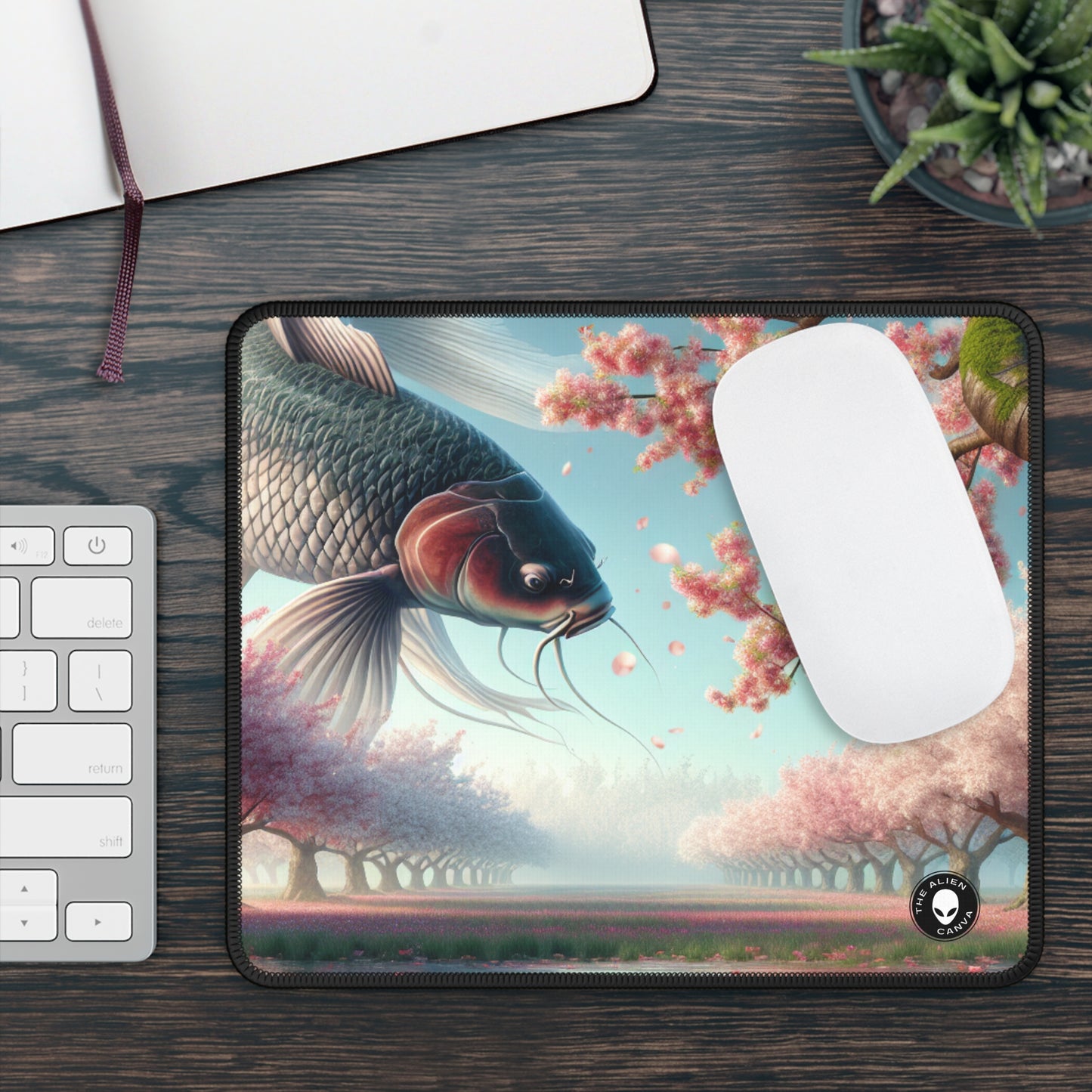 "Koi Fish in Cherry Blossoms: Beauty of Nature" - The Alien Gaming Mouse Pad