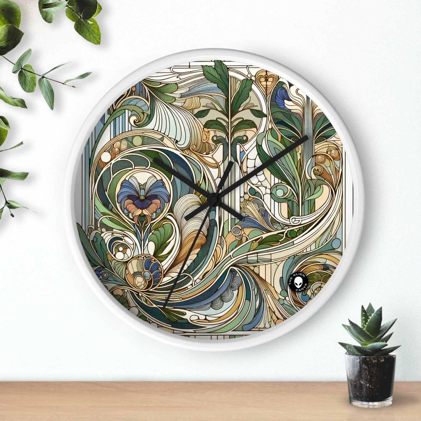 "Encantamiento iluminado por la luna: una serenata mística en el estilo Art Nouveau" - El reloj de pared alienígena Art Nouveau