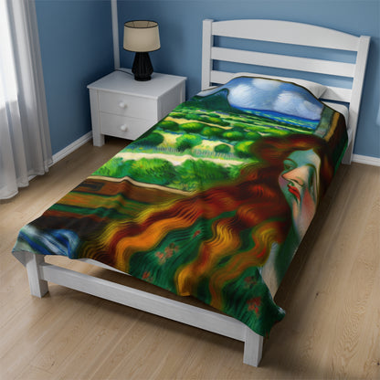 "French Countryside Escape" - The Alien Velveteen Plush Blanket Post-Impressionism Style