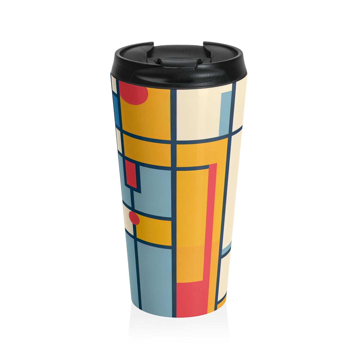 "De Stijl Grid : Une composition de couleurs minimaliste" - La tasse de voyage Alien en acier inoxydable De Stijl