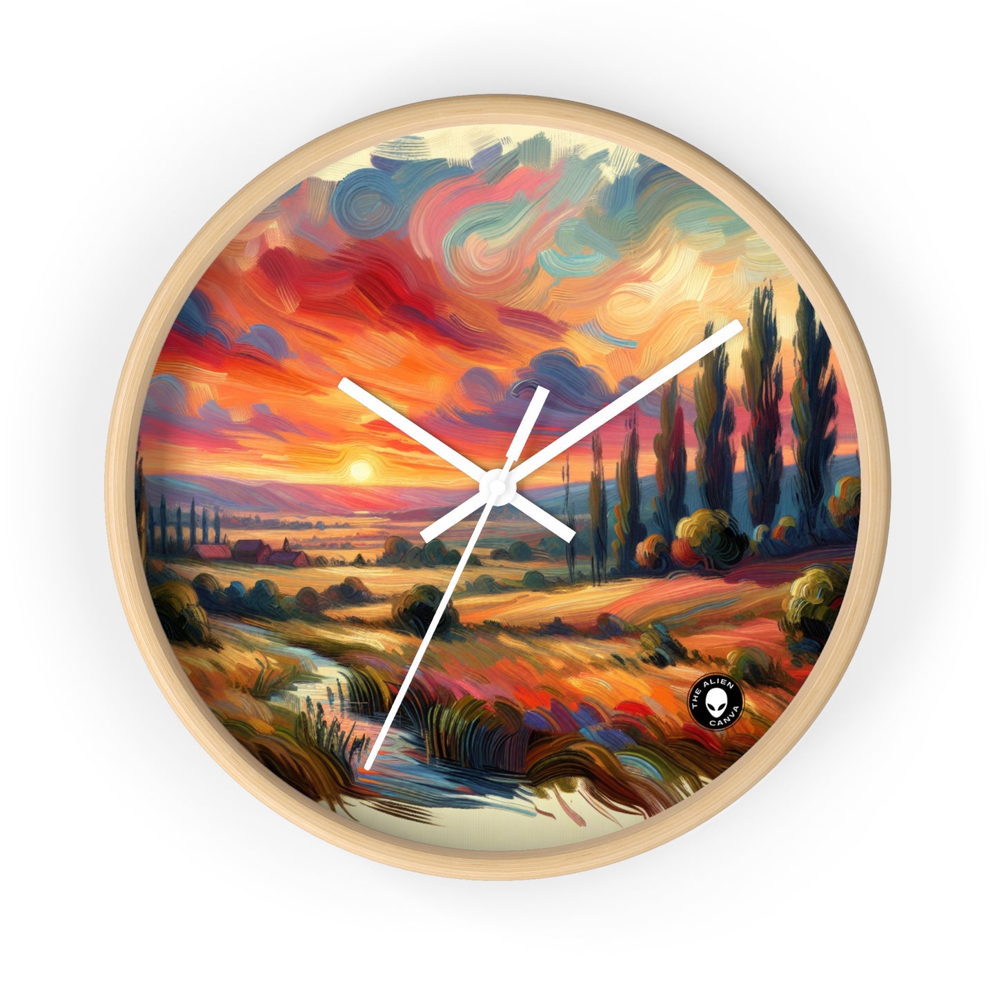 "Harmonious Vistas: A Post-Impressionist Celebration of Nature and Rural Life" - The Alien Wall Clock Post-Impressionism