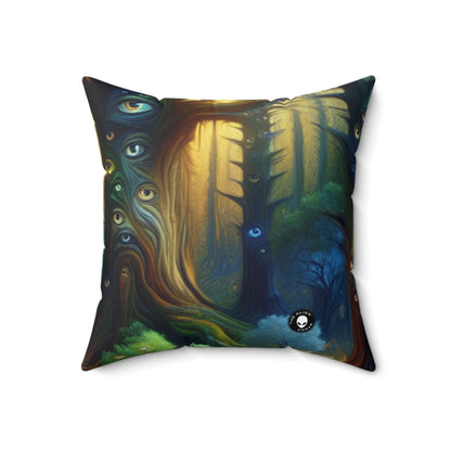 "Watchful Forest: The Trees with Eyes"- The Alien Spun Polyester Square Pillow