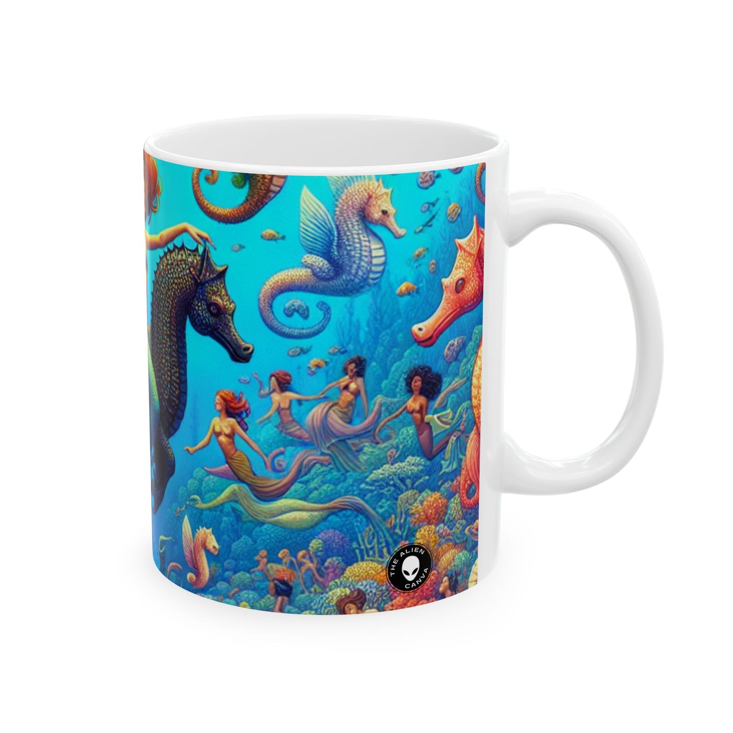 "Seahorse Serenade: A Magical Underwater Journey" - The Alien Ceramic Mug 11oz