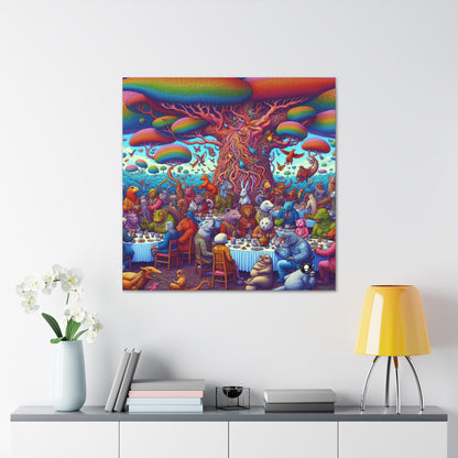 "Animal Tea Party in a Rainbow Wonderland" - The Alien Canva