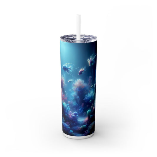 "Coral Fantasia: A Dreamy Underwater Delight" - The Alien Maars® Skinny Tumbler with Straw 20oz